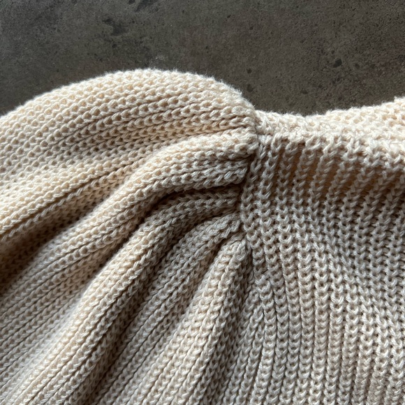 Puff sleeve cardigan by Evereve. Tan, size M. - Picture 3 of 7